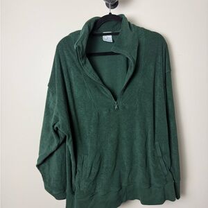 Aerie Forest Green Terry half zip